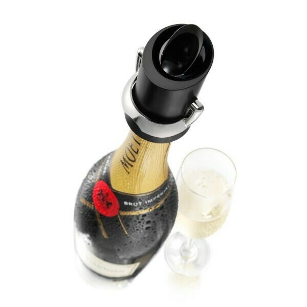 Vacu Vin Champagne Saver, Sort, Sølv