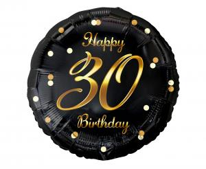 Bilde av Folieballong - Gledelig 30-års Fødselsdag - Sort Gulltrykk 45cm